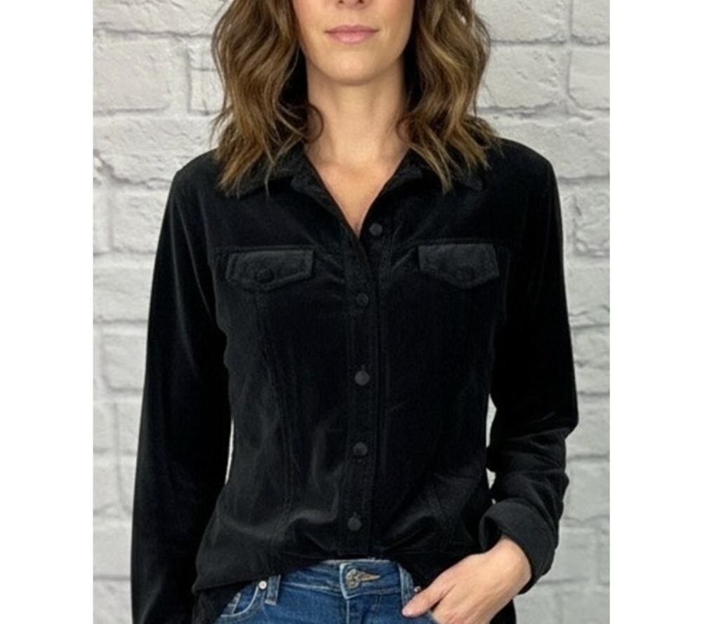 Vintage Y2K Wrapper Velvet Fitted Button Down Collared Blouse